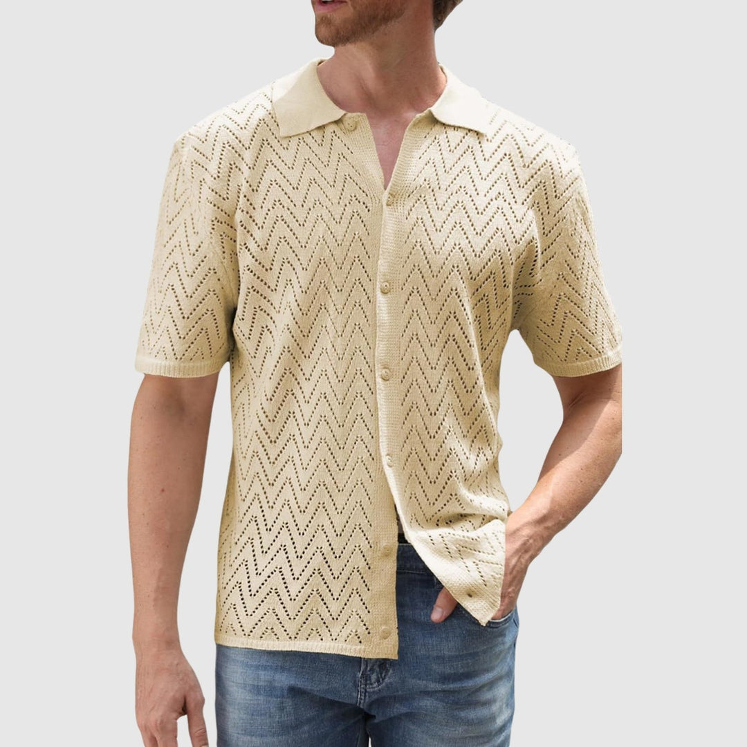 Λιμπουσέ – Πλεκτό πουκάμισο με σχέδιο ζιγκ-ζαγκ