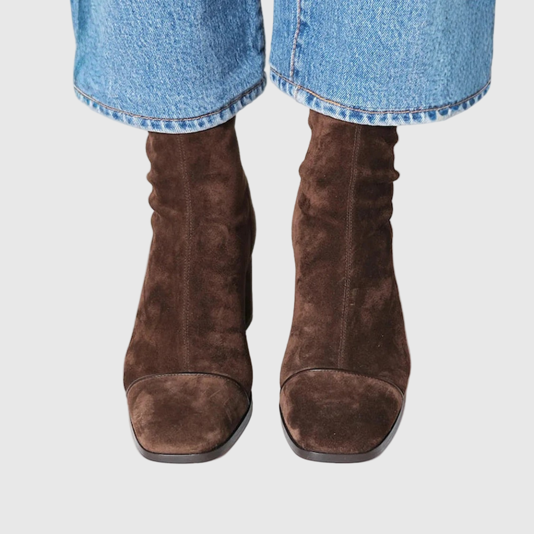 Ιβόν – Εlegant μπότες από σουέτ με τακούνι