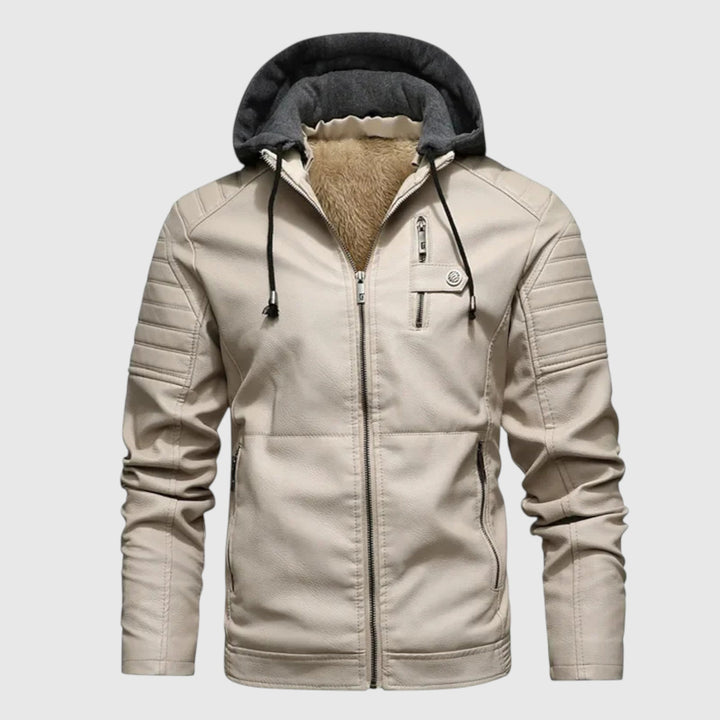 Μπουφάν Boris από δέρμα με κουκούλα