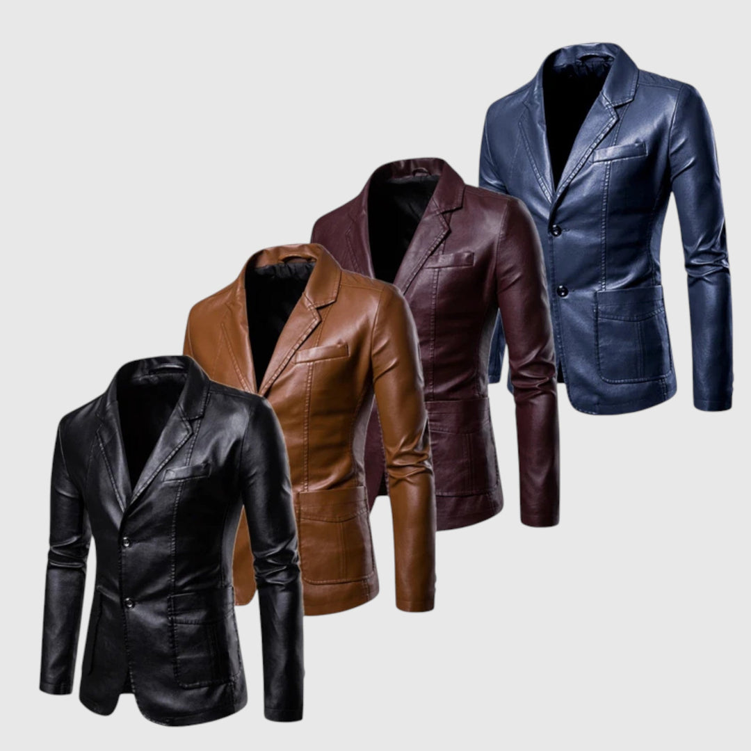 Στέφανος-Κομψό δερμάτινο μπουφάν