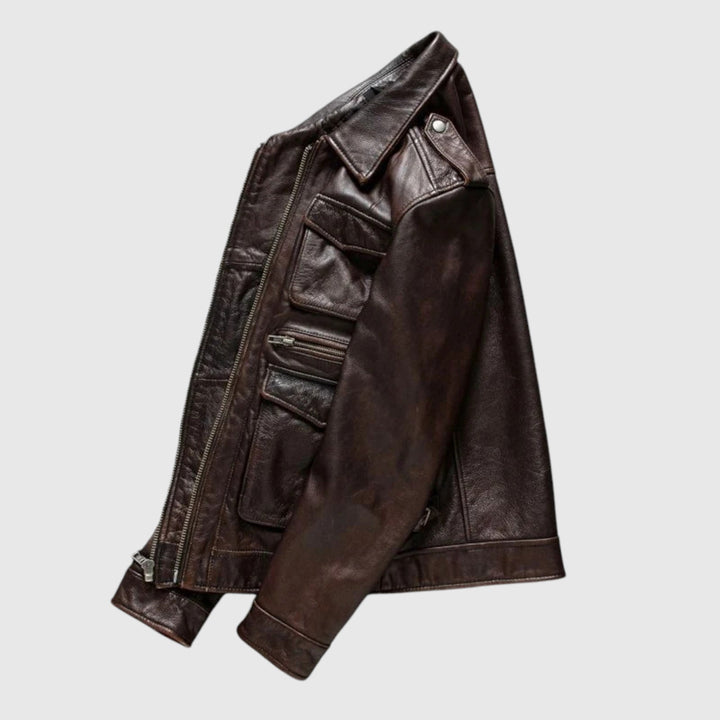 Τόδορ - Δερμάτινο μπουφάν με τσέπες
