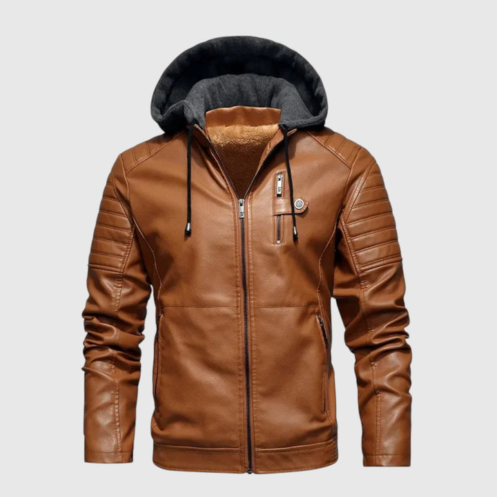 Μπουφάν Boris από δέρμα με κουκούλα