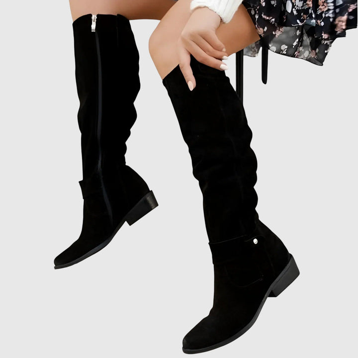 Αλένα - Ψηλές μπότες με ρυτιδωτό εφέ