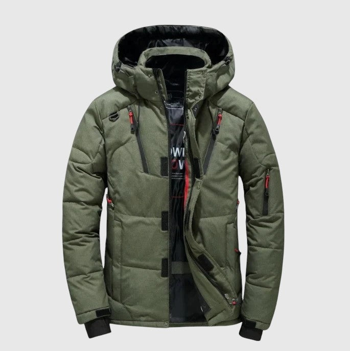 Αντρέ – Φουσκωτό μπουφάν με κουκούλα και τεχνικές λεπτομέρειες