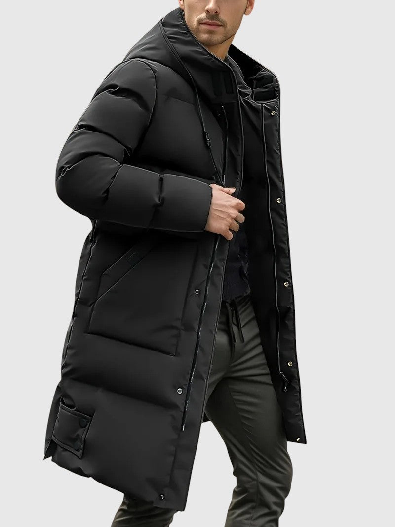 Γιαν – Πουπουλένιο μακρύ παλτό με κουκούλα