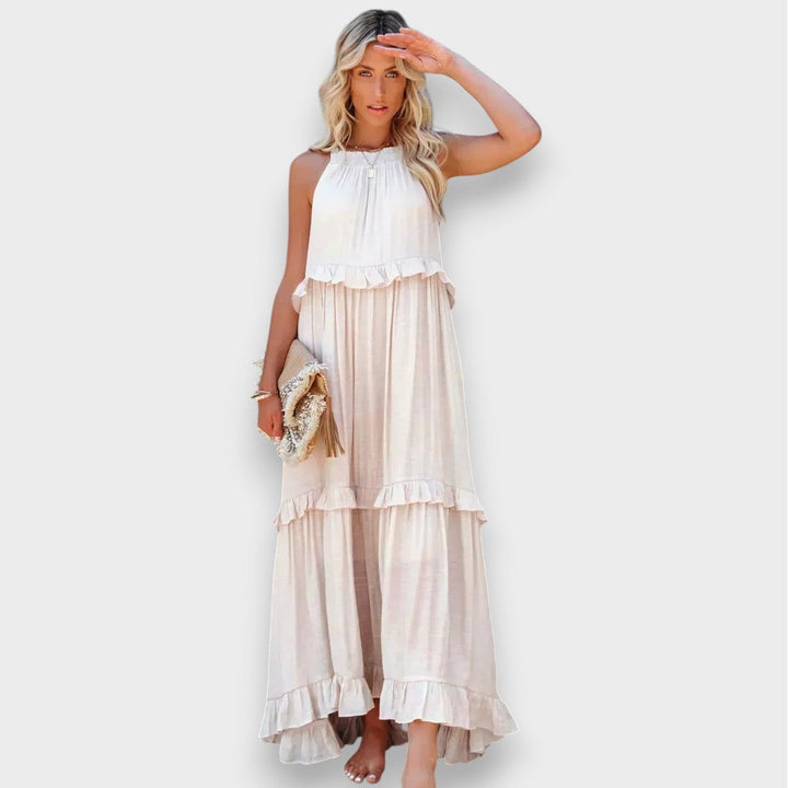 Αλίνα | Αμάνικο Φόρεμα με Λεπτομέρειες Ράσας