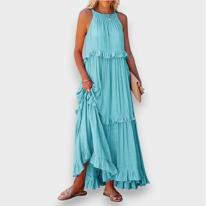 Αλίνα | Αμάνικο Φόρεμα με Λεπτομέρειες Ράσας