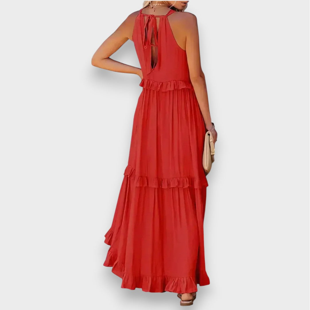 Αλίνα | Αμάνικο Φόρεμα με Λεπτομέρειες Ράσας